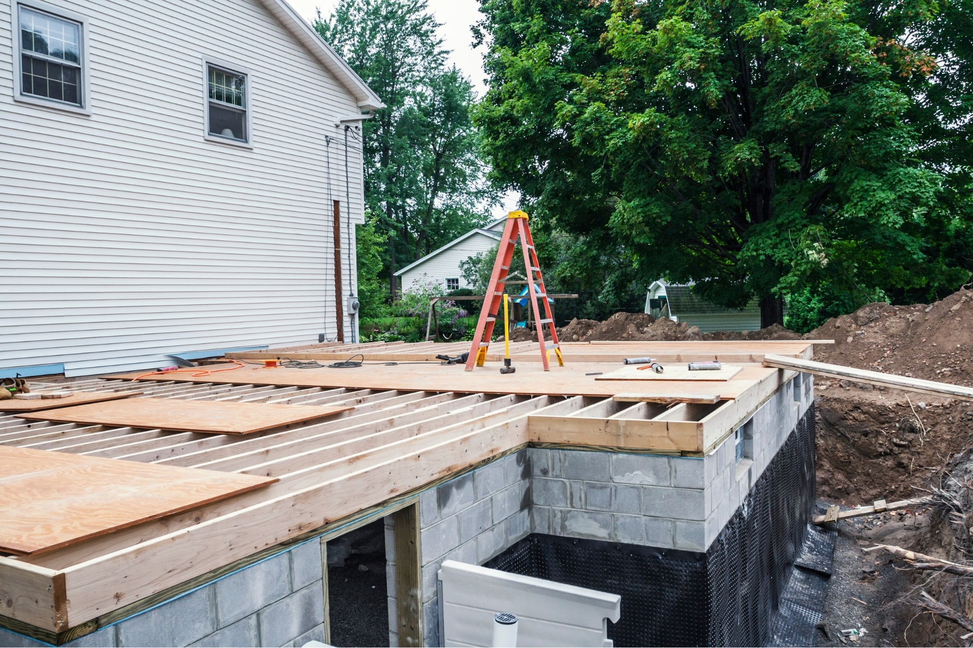 Home addition being built