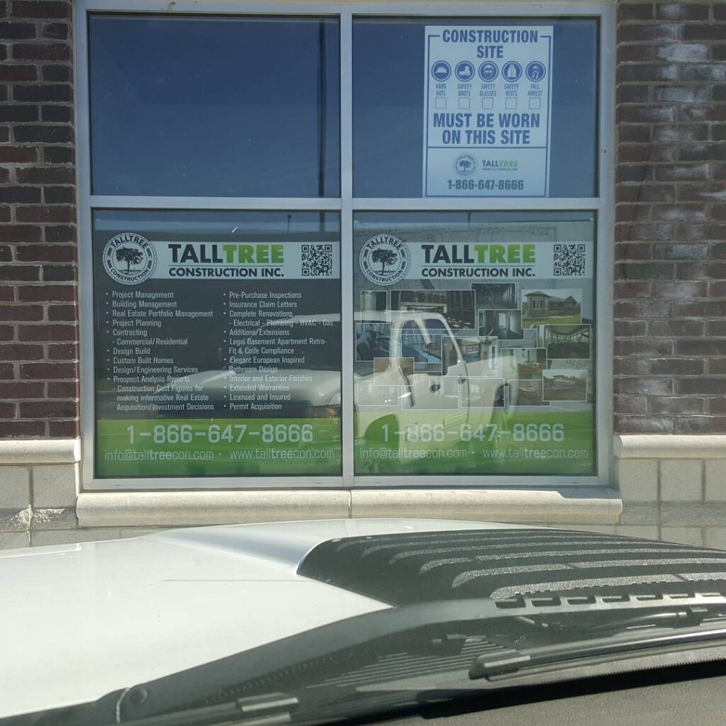 Tall Tree construction office sign